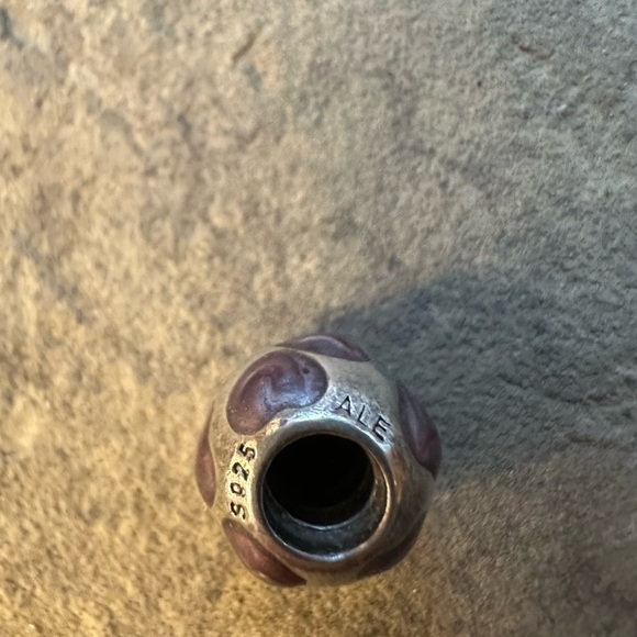 Pandora Silver & Purple Enamel Heart Bead 925 ALE for Pandora Moments Bracelet - Picture 4 of 4